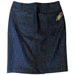 Apt. 9 Denim Jean Skirt Knee Length Back Slit Women's Size 6 Small NWT